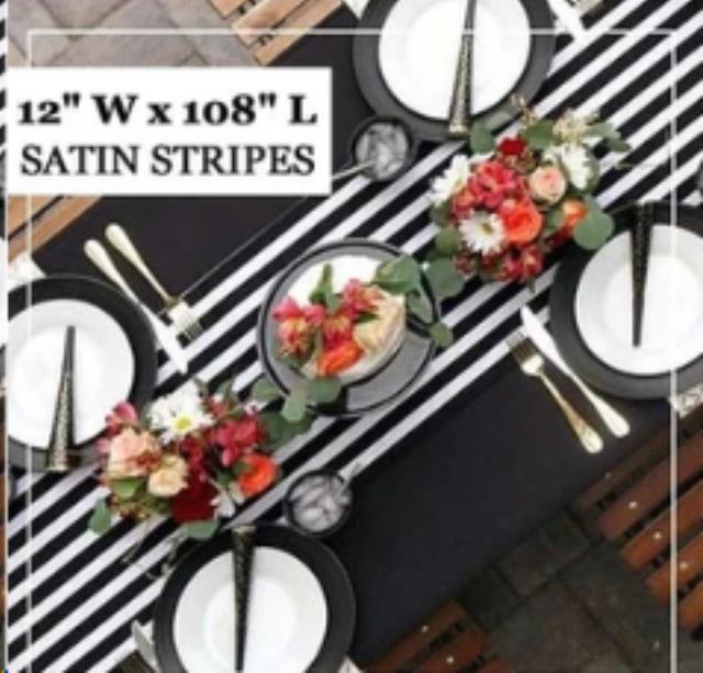 Where to find LINEN, RUNNER, 12X108 STRIPED B W in Concord
