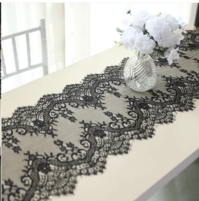 Rental store for LINEN, RUNNER, 15X117 LACE, BLACK in Concord CA